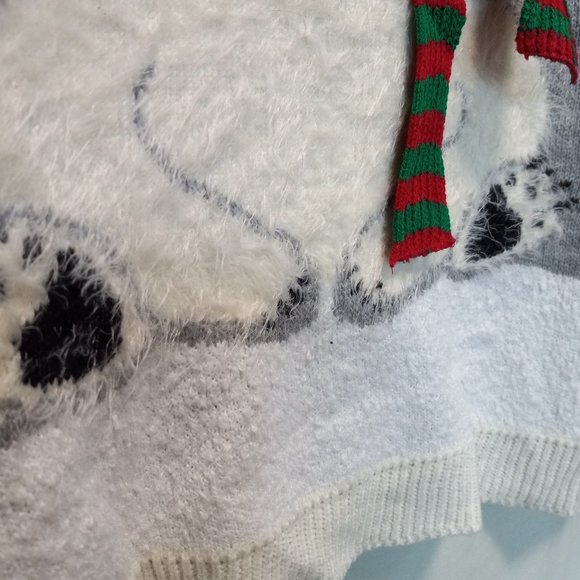 Adorable Fuzzy Dimensional Polar Bear Knit Sweater Size XL (T-345) - Picture 9 of 11
